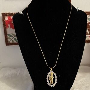 Elegant Gold Pendant Necklace with Silver Accents